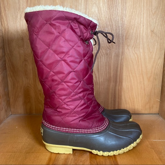 L.L. Bean Shoes - L.L. Bean Duck Boots Sherpa Lined Maroon SEF1141